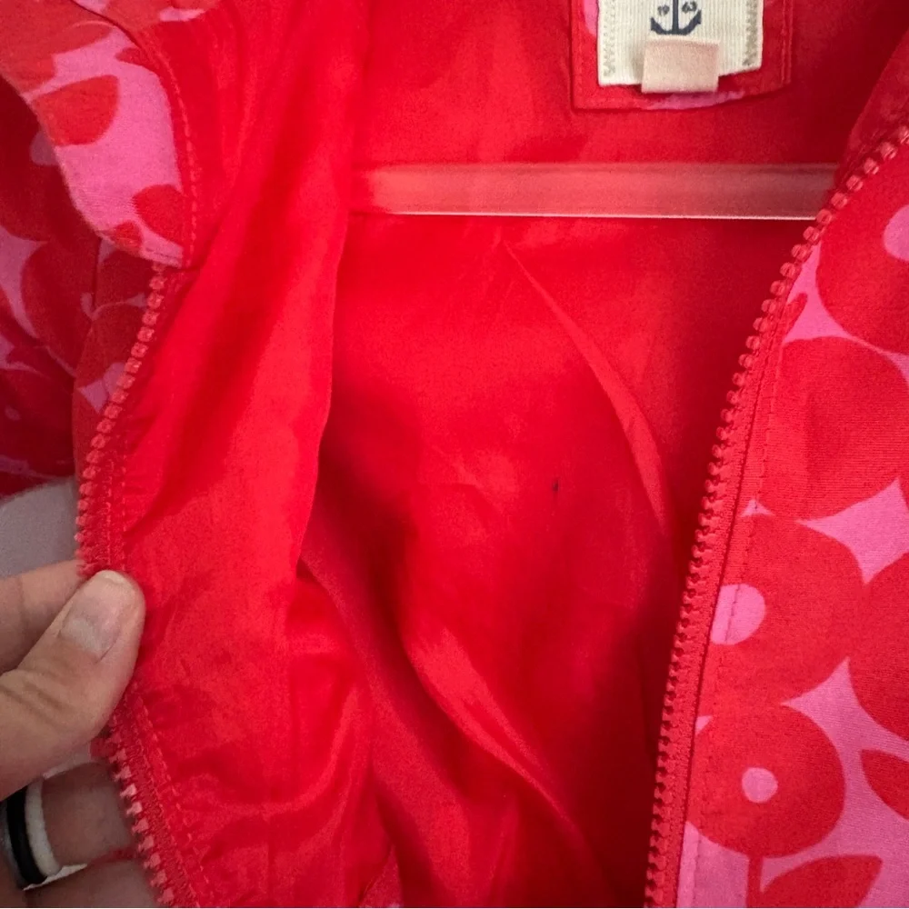 Land’s End | Girls Lightweight Pink Red Floral Zip Up‎ Jacket w Hood Size 4